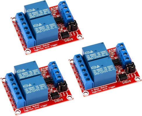 FORIOT 3 قطعة 2 قناة وحدة التتابع تيار مستمر 12 فولت مع Optocoupler لوحة حمراء تدعم الزناد عالي أو منخفض المستوى in Kuwait