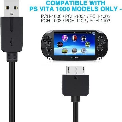 Auhsuxo 3.3FT/1M PS Vita Charger Cable &USB Data Cord, Compatible for Sony Vita 1000 PSV Charger Cable，Black in Kuwait
