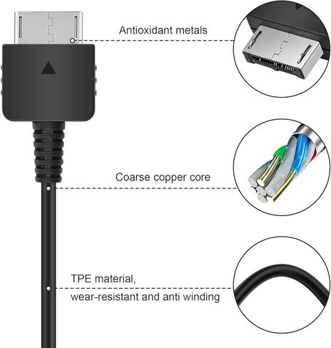 Auhsuxo 3.3FT/1M PS Vita Charger Cable &USB Data Cord, Compatible for Sony Vita 1000 PSV Charger Cable，Black in Kuwait