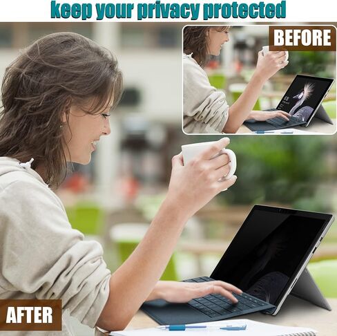 واقي شاشة خصوصية Surface Pro X، شاشة خصوصية قابلة للإزالة مضادة للضوء الأزرق متوافقة مع Surface Pro X/Surface Pro 8 (13 بوصة 2021/2019)، أسود in Kuwait