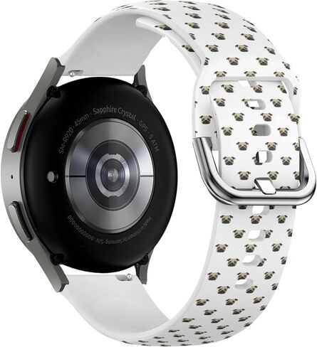 Honeexy Band, (Pug Dog Pattern) Compatible with Samsung Galaxy Watch 5 / PRO, Galaxy Watch 4 Classic, Flexible Soft Silicone Watch Strap Bracelet Wristband Replacement Smartwatch Band in Kuwait