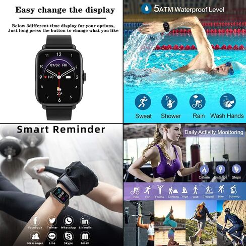 Bctemno Smart Watch Smart Watches for Women(Answer/Make Call), Watch for Men1.7 Smartwatch Fitness Tracker for Android and iOS Phones with Heart Rate Sleep Tracking, 28 Sport Modes, Blood Oxygen in Kuwait