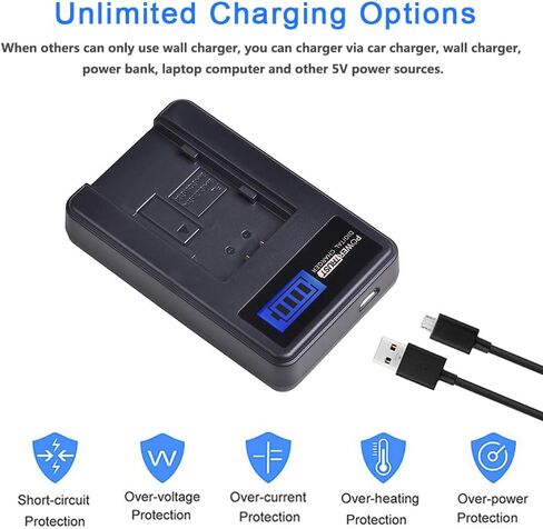 PowerTrust 1x BN-VG121 BN-VG121US VG121US Battery + LCD USB Charger for JVC Everio GZ-E Series BN-VG138, BN-VG138US, BN-VG107, BN-VG107U, BN-VG107US, BN-VG114, BN-VG114U, BN-VG114US in Saudi Arabia