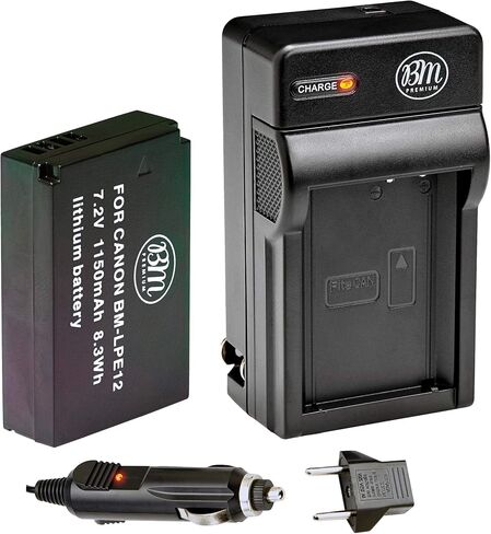 BM Premium 2-Pack of LP-E12 Batteries and Charger for Canon EOS-M, EOS M2, EOS M10, EOS M50, EOS M50 II, EOS M100, EOS M200, SX70 HS, Rebel SL1 Camera in Saudi Arabia