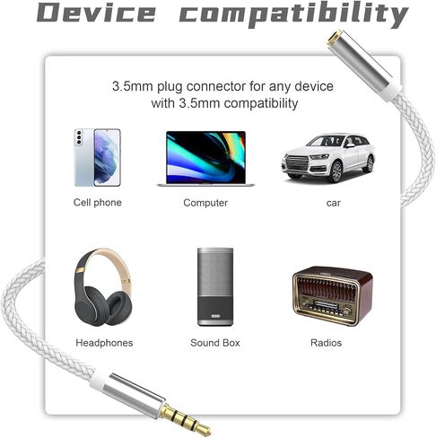 3.5mm Male to Female Audio Cable, 3.5mm Headphone Stereo Jack Extension Cord for Phones, Tablets, MP3 Players and More (6.6Ft / 2M, Black) in Kuwait