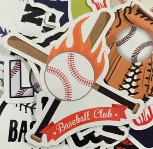 Baseball Stickers Ball Sports Stickers Waterproof Softball Stickers suitable for water bottles Baseball bat helmet mobile phones computers Skateboards Books room Bumper Skateboard Luggage Laptop Stickers decoration kids adolescent adult Stickers 50 pack in Saudi Arabia