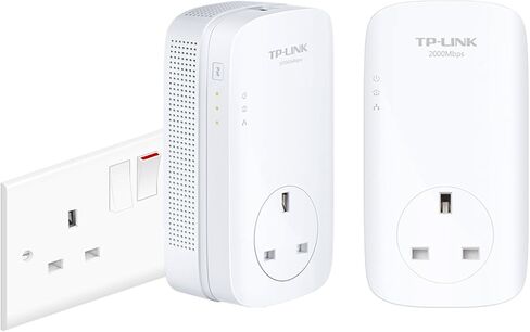 TP - لينك مجموعة بدء تشغيل باور لاين TL-PA9020PKIT بمنفذين جيجابت بسرعة نقل بيانات تصل إلى 2000 ميجابت في الثانية، مثالية لبث الفيديو عالي الدقة والالعاب عبر الانترنت، لا يتطلب تكوين، قابس بريطاني in Saudi Arabia