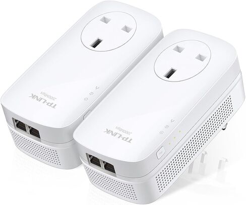 TP - لينك مجموعة بدء تشغيل باور لاين TL-PA9020PKIT بمنفذين جيجابت بسرعة نقل بيانات تصل إلى 2000 ميجابت في الثانية، مثالية لبث الفيديو عالي الدقة والالعاب عبر الانترنت، لا يتطلب تكوين، قابس بريطاني in Saudi Arabia