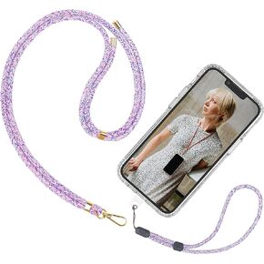 VEZIQ Adjustable Universal Crossbody Patch Phone Lanyard Wrist Strap | Cell Phone Lanyards for Around The Neck | Compatible with Every Smartphone, Key Holder and ID Card Holder - Rainbow