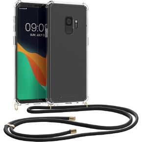 kwmobile Crossbody Case Compatible with Samsung Galaxy S9 Case - Clear TPU Phone Cover w/Lanyard Cord Strap - Multicolor/Transparent