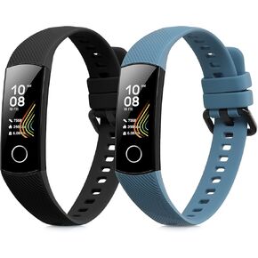 أشرطة kwmobile متوافقة مع أشرطة Honor Band 5 / Band 4 - 2x أشرطة ساعات بديلة من السيليكون - أسود/أبيض