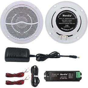 Herdio 6.5 Inch Marine Bluetooth Speakers 2 Way 120W Peak Boat Speakers for Car/ATV/UTV/Golf Cart Use, Pair, Black