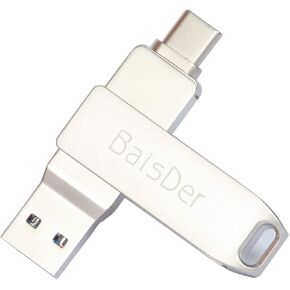 BaisDer 256GB Type C USB Flash Drive USB 3.0 ثنائي الغرض عصا الذاكرة مع سلسلة المفاتيح، مادة معدنية متينة ممتازة على شكل حرف U للكمبيوتر المحمول، والهاتف الذكي، وأجهزة الكمبيوتر المكتبية in Kuwait