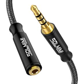 Headphone Extension Cable 4 Pole 3.5mm TRRS Male to Female Lossless Stereo Audio Cable Extension (4 ft/ 1.2 m) Nylon Braid Aux Cord Extension for Headset or Audio Devices –Matte Black