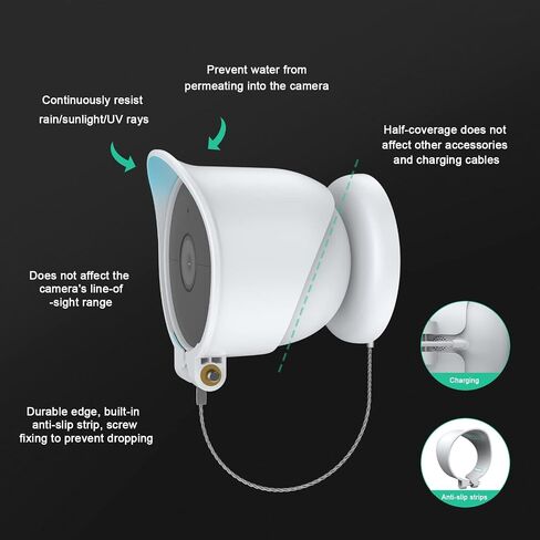 حامل OLAIKE مضاد للسقوط ومضاد للسرقة لكاميرا Google Nest Cam الخارجية/الداخلية، بطارية من الجيل الثاني، غطاء حامل كاميرا Nest مضاد للوهج/مقاوم للماء، لا يؤثر على الرؤية الليلية لكاميرا Nest (الكاميرا غير متضمنة)، أبيض in Kuwait