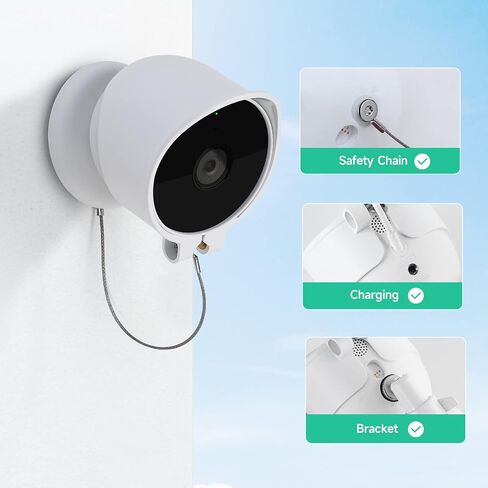 حامل OLAIKE مضاد للسقوط ومضاد للسرقة لكاميرا Google Nest Cam الخارجية/الداخلية، بطارية من الجيل الثاني، غطاء حامل كاميرا Nest مضاد للوهج/مقاوم للماء، لا يؤثر على الرؤية الليلية لكاميرا Nest (الكاميرا غير متضمنة)، أبيض in Kuwait