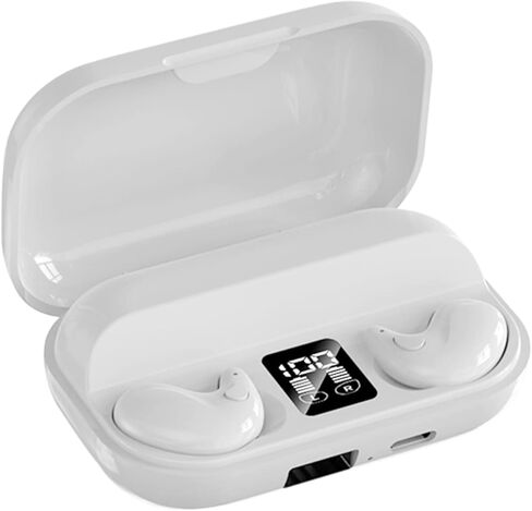 سماعات أذن Loluka غير مرئية للنوم سماعات أذن بلوتوث لاسلكية حقيقية ستيريو هاي فاي موسيقى IPX4 سماعات رأس غير مرئية مقاومة للماء مع حقيبة شحن بيضاء in Kuwait