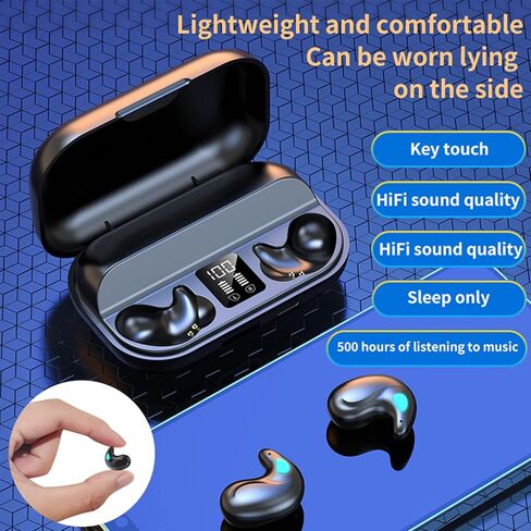 سماعات أذن Loluka غير مرئية للنوم سماعات أذن بلوتوث لاسلكية حقيقية ستيريو هاي فاي موسيقى IPX4 سماعات رأس غير مرئية مقاومة للماء مع حقيبة شحن بيضاء in Kuwait