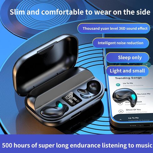 سماعات أذن Loluka غير مرئية للنوم سماعات أذن بلوتوث لاسلكية حقيقية ستيريو هاي فاي موسيقى IPX4 سماعات رأس غير مرئية مقاومة للماء مع حقيبة شحن بيضاء in Kuwait