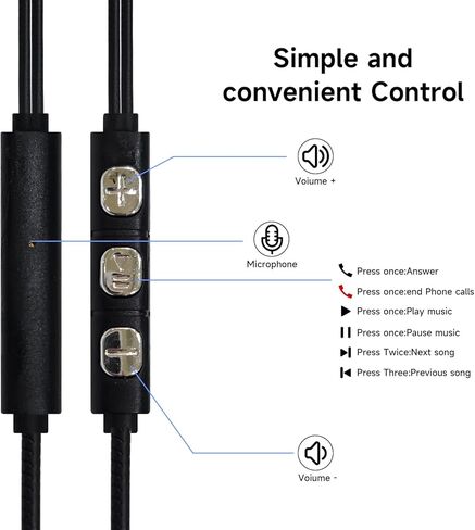 سماعات أذن سلكية من ZEEHOO داخل الأذن مع ميكروفون عن بعد ومقبس صوت 3.5 ملم - أسود in Kuwait