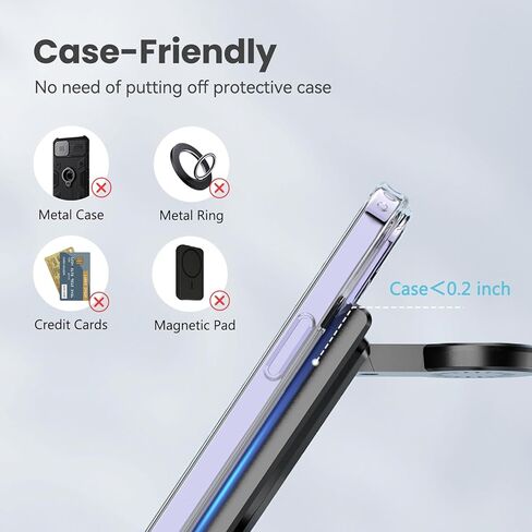 قاعدة شحن لاسلكية، محطة شحن 3 في 1 لأجهزة Apple، شاحن لاسلكي مع ضوء ليلي، محطة شحن قابلة للطي لهاتف iPhone 14/13/12 Pro Max، لحامل شاحن Apple Watch لـ AirPods Pro/3 in Kuwait