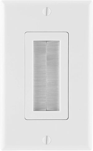 GE Brush Wall Plate, 12 Pack, Cable Pass Through Insert, Single Gang, Decora Style, for in-Wall Installation of Cables and Wires, HDTV, HDMI, Coax, Speaker Wire, Home Theatre Systems, White, 57376 in Saudi Arabia