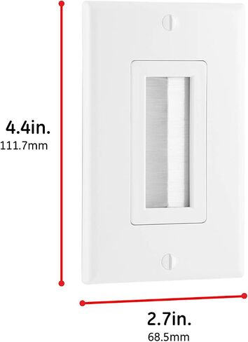 GE Brush Wall Plate, 12 Pack, Cable Pass Through Insert, Single Gang, Decora Style, for in-Wall Installation of Cables and Wires, HDTV, HDMI, Coax, Speaker Wire, Home Theatre Systems, White, 57376 in Saudi Arabia