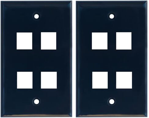 BUPLDET 4 Port Keystone Wall Plate Black with Smooth Face - Keystone Jack Wallplate for CAT7/CAT6/CAT6a/CAT5e Modular Connector (2-Pack) in Kuwait