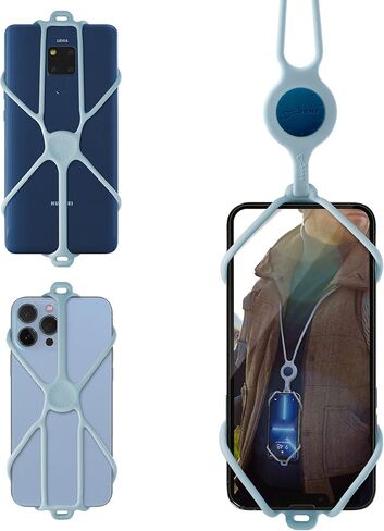 Bone】 ربطة عنق للهاتف بحبل طويل 3 مع حامل بطاقة، حبل للهاتف الخلوي بحزام كتف قابل للتعديل من السيليكون، حامل هاتف من السيليكون، جسم للنساء والرجال متوافق مع الهواتف 4.7"-7.2" (أسود) in Kuwait