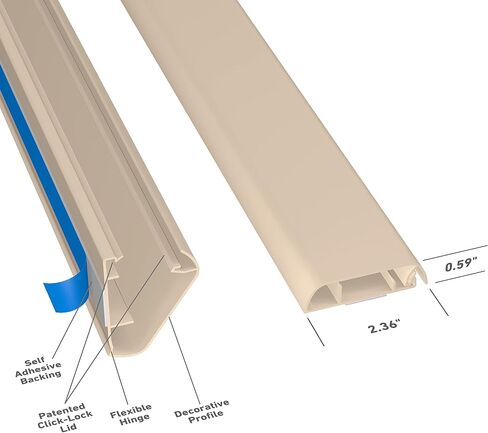 D-Line TV Wall Mount Cord Hider, Hide Mounted TV Cables, Wire Covers, Self Adhesive Cover for Cords, Paintable, Low Profile, Seamless Cable Raceway - 2X 2.36in W x 0.59in H x 15.7in L - Beige in Saudi Arabia