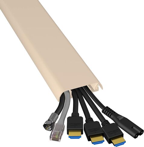 D-Line TV Wall Mount Cord Hider, Hide Mounted TV Cables, Wire Covers, Self Adhesive Cover for Cords, Paintable, Low Profile, Seamless Cable Raceway - 2X 2.36in W x 0.59in H x 15.7in L - Beige in Saudi Arabia