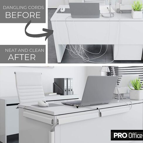Cable Management ProOffice 96in J Channel Cable Raceways - 6X 16in Black No Screw/No Drill Computer Cord Organizer - Cable Channels for Wire Management Under Desk with Adhesive in Kuwait