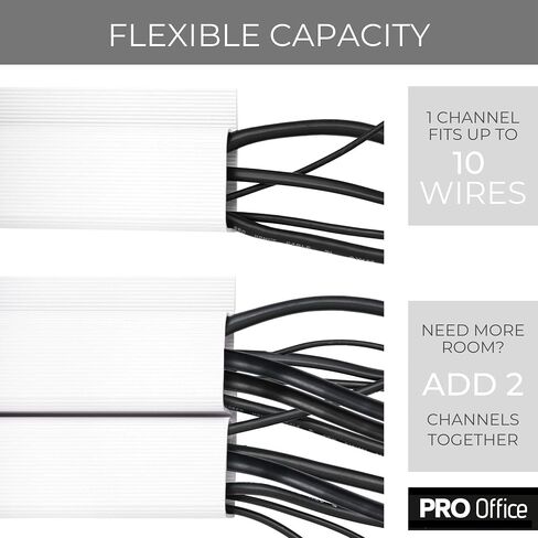 Cable Management ProOffice 96in J Channel Cable Raceways - 6X 16in Black No Screw/No Drill Computer Cord Organizer - Cable Channels for Wire Management Under Desk with Adhesive in Kuwait