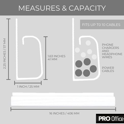 Cable Management ProOffice 96in J Channel Cable Raceways - 6X 16in Black No Screw/No Drill Computer Cord Organizer - Cable Channels for Wire Management Under Desk with Adhesive in Kuwait