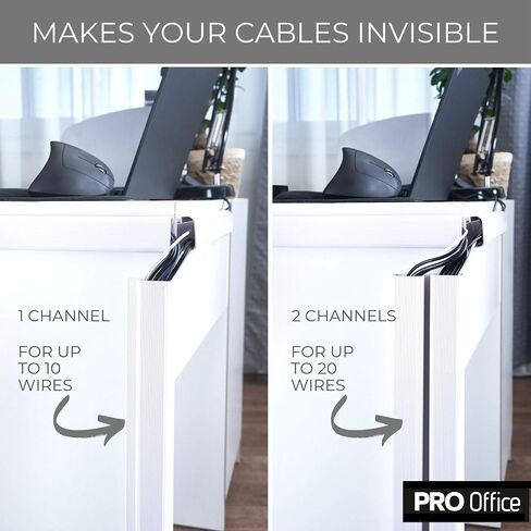 Cable Management ProOffice 96in J Channel Cable Raceways - 6X 16in Black No Screw/No Drill Computer Cord Organizer - Cable Channels for Wire Management Under Desk with Adhesive in Kuwait