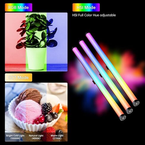 GVM BD25R RGB Tube Light, 25W Handheld Wand Light, 24" Full Color LED Video Light, 2700-10000K, APP/DMX Control for Photography, Studio, 12 Scene Effects, MESH Networking in Saudi Arabia