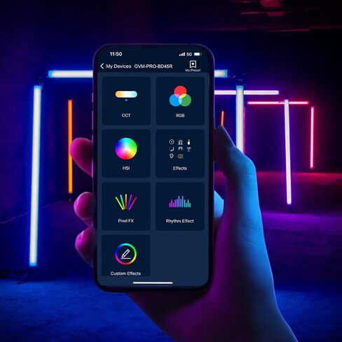 GVM BD25R RGB Tube Light, 25W Handheld Wand Light, 24" Full Color LED Video Light, 2700-10000K, APP/DMX Control for Photography, Studio, 12 Scene Effects, MESH Networking in Saudi Arabia