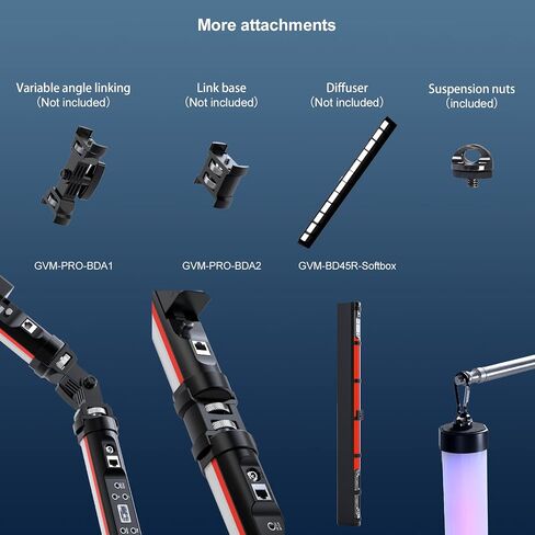GVM BD25R RGB Tube Light, 25W Handheld Wand Light, 24" Full Color LED Video Light, 2700-10000K, APP/DMX Control for Photography, Studio, 12 Scene Effects, MESH Networking in Saudi Arabia