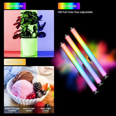 GVM BD25R RGB Tube Light, 25W Handheld Wand Light, 24" Full Color LED Video Light, 2700-10000K, APP/DMX Control for Photography, Studio, 12 Scene Effects, MESH Networking in Saudi Arabia