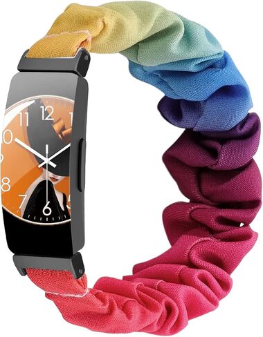 Anwey متوافق مع Fitbit إلهام/إلهام 2 استبدال أشرطة سكرانشي، للنساء، أشرطة قماشية مرنة، أشرطة نمط، سوار معصم من القماش in Kuwait
