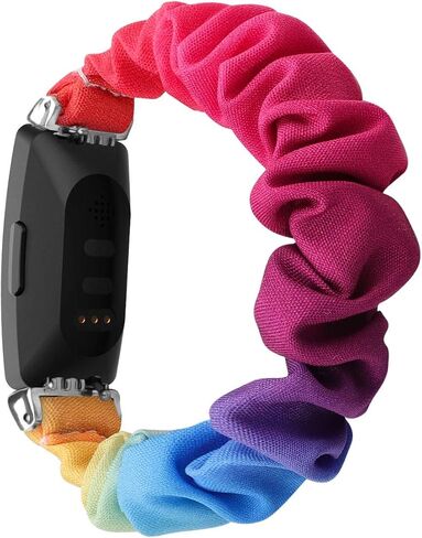Anwey متوافق مع Fitbit إلهام/إلهام 2 استبدال أشرطة سكرانشي، للنساء، أشرطة قماشية مرنة، أشرطة نمط، سوار معصم من القماش in Kuwait