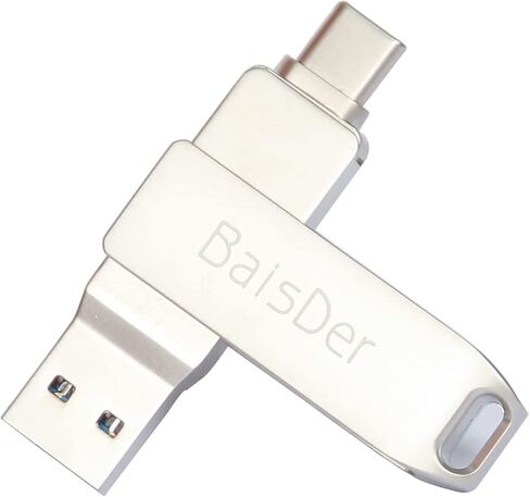 BaisDer 256GB Type C USB Flash Drive USB 3.0 ثنائي الغرض عصا الذاكرة مع سلسلة المفاتيح، مادة معدنية متينة ممتازة على شكل حرف U للكمبيوتر المحمول، والهاتف الذكي، وأجهزة الكمبيوتر المكتبية in Kuwait