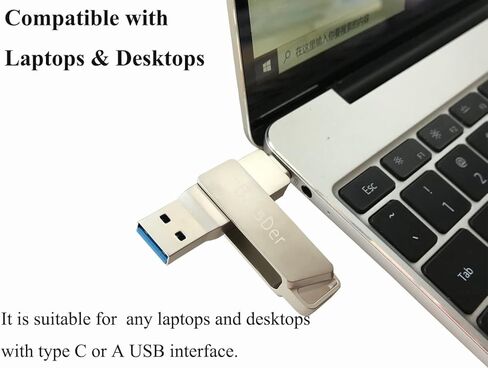 BaisDer 256GB Type C USB Flash Drive USB 3.0 ثنائي الغرض عصا الذاكرة مع سلسلة المفاتيح، مادة معدنية متينة ممتازة على شكل حرف U للكمبيوتر المحمول، والهاتف الذكي، وأجهزة الكمبيوتر المكتبية in Kuwait