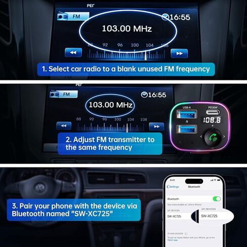 محول سيارة SYNCWIRE Bluetooth 5.3 FM Transmitter Car 48W (PD 36W & 12W) [مفتاح الإضاءة] [صوت HiFi Bass] [شحن سريع] محول موسيقى راديو لاسلكي شاشة LED للاتصال بدون استخدام اليدين يدعم محرك USB in Saudi Arabia