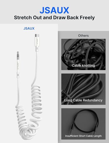 JSAUX USB C to 3.5mm Audio Aux Jack Spring Cable【2 Pack 5ft】| Stretch Out and Draw Back Freely | USB Type C to 3.5 mm Headphone Stereo Coiled Cord Car Compatible with Galaxy S8 to S23,iPad Pro,Pixel in Saudi Arabia