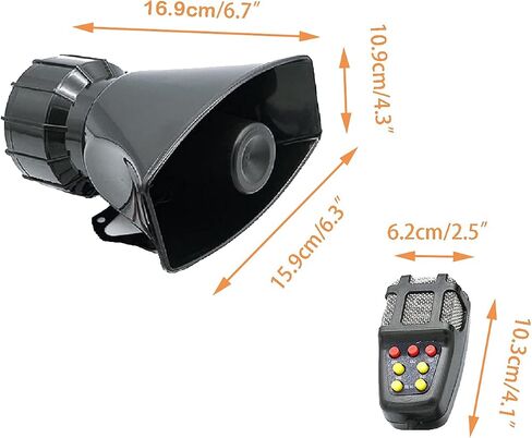 Rockmoon Car Siren Horn 7 Tone Sound Siren Police Mic PA مكبر صوت نظام السيارة في حالات الطوارئ مع مكبر صوت للميكروفون - 100 واط صوت الطوارئ الكهربائي - 12 فولت، أسود in Saudi Arabia
