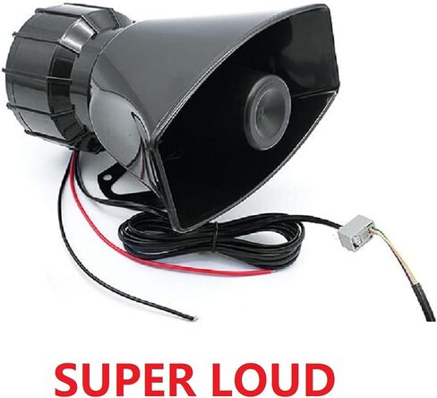 Rockmoon Car Siren Horn 7 Tone Sound Siren Police Mic PA مكبر صوت نظام السيارة في حالات الطوارئ مع مكبر صوت للميكروفون - 100 واط صوت الطوارئ الكهربائي - 12 فولت، أسود in Saudi Arabia