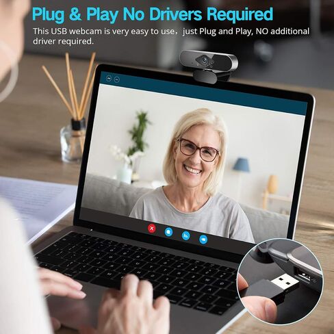 Webcam With Microphone for Desktop,1080p Webcam Built-in Mic, Streaming Computer USB Web Camera for Video Conferencing, Teaching, Streaming, and Gaming in Saudi Arabia