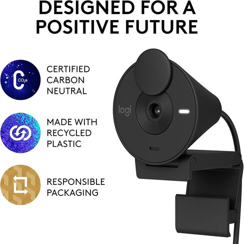 كاميرا ويب Logitech Brio 300 Full HD مع مصراع الخصوصية، وميكروفون لتقليل الضوضاء، ومنفذ USB-C، ومعتمد للتكبير، وMicrosoft Teams، وGoogle Meet، وتصحيح الضوء التلقائي - وردي in Kuwait
