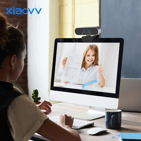 كاميرا ويب XIAOVV 2MP Live Camera مع ميكروفون، كاميرا ويب 1080P HD لسطح المكتب/الكمبيوتر المحمول، كاميرا ويب USB للكمبيوتر المتدفق لمؤتمرات الفيديو والتدريس والبث. in Kuwait